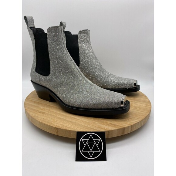 Calvin Klein Boots Womens US 7 Raf Simons Silver Western 205W39NYC EUR 37.5 - Picture 1 of 12